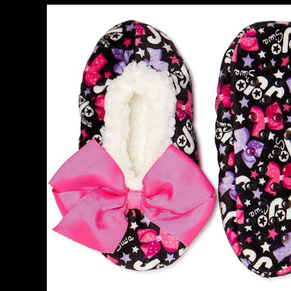 Girl's Babba Sherpa Pink Bow Fashion Slippers, size S/M (8-13) ~ NEW